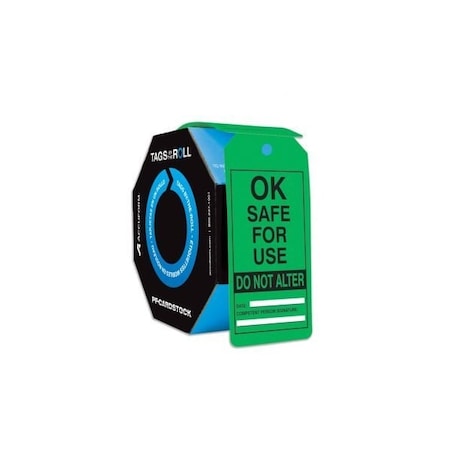 Accuform Tags By-The-Roll, Ok Safe For Use Do Not Alter, PF-Cardstock, 250/Rl TAR305